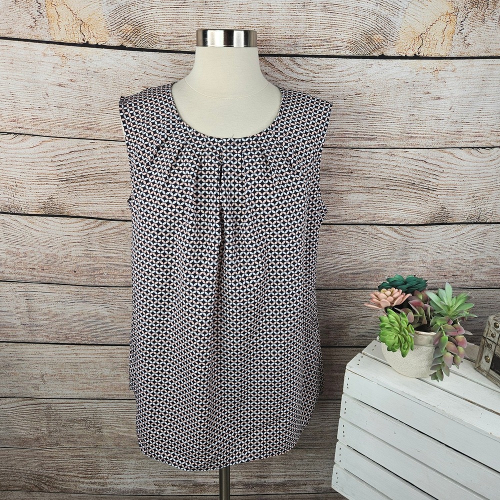 Merona Sleeveless Blouse‎ Geometric Print Keyhole Back Casual Top XL